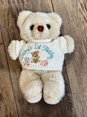 Vintage 1989 Douglas Little Cuddlers Plush Teddy Bear Baby's 1st Teddy Sweater